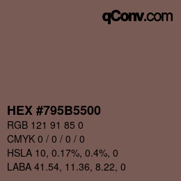 カラーコード: HEX #795B5500 | qconv.com