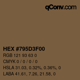 Color code: HEX #795D3F00 | qconv.com