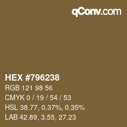 Color code: HEX #796238 | qconv.com