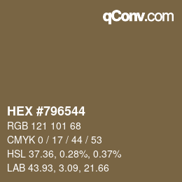 Farbcode: HEX #796544 | qconv.com