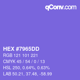 Color code: HEX #7965DD | qconv.com