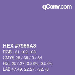 Color code: HEX #7966A8 | qconv.com