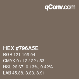 Color code: HEX #796A5E | qconv.com