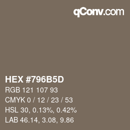 颜色代码: HEX #796B5D | qconv.com