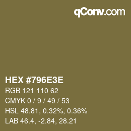 Color code: HEX #796E3E | qconv.com