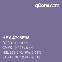 Farbcode: HEX #796E96 | qconv.com