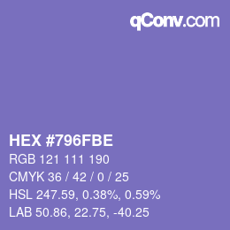 Color code: HEX #796FBE | qconv.com