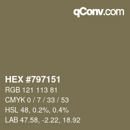 Color code: HEX #797151 | qconv.com