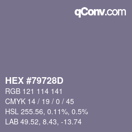 Farbcode: HEX #79728D | qconv.com