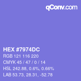 Color code: HEX #7974DC | qconv.com