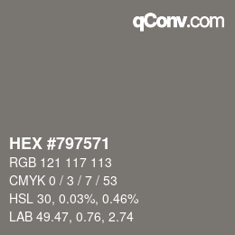 Color code: HEX #797571 | qconv.com