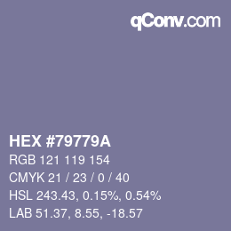 颜色代码: HEX #79779A | qconv.com