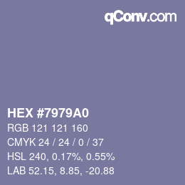 Farbcode: HEX #7979A0 | qconv.com