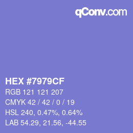 Color code: HEX #7979CF | qconv.com