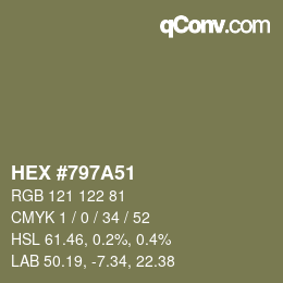 Color code: HEX #797A51 | qconv.com