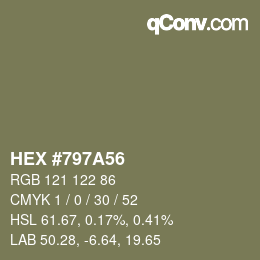 Código de color: HEX #797A56 | qconv.com