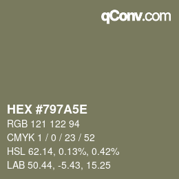 Color code: HEX #797A5E | qconv.com
