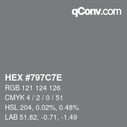 Color code: HEX #797C7E | qconv.com