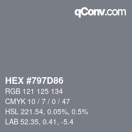カラーコード: HEX #797D86 | qconv.com