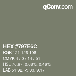 Color code: HEX #797E6C | qconv.com