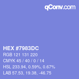 Color code: HEX #7983DC | qconv.com