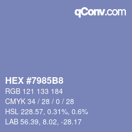 Color code: HEX #7985B8 | qconv.com