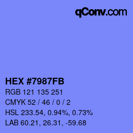 カラーコード: HEX #7987FB | qconv.com