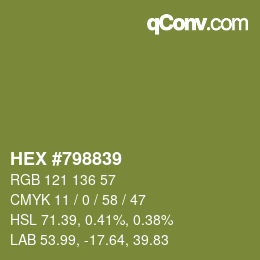 Color code: HEX #798839 | qconv.com