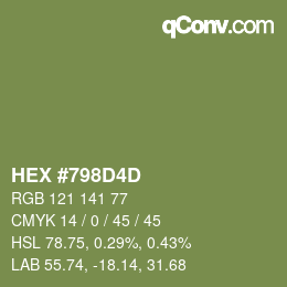 Color code: HEX #798D4D | qconv.com