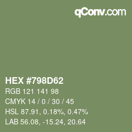Color code: HEX #798D62 | qconv.com