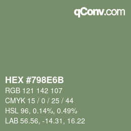 颜色代码: HEX #798E6B | qconv.com