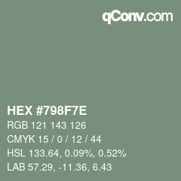 Color code: HEX #798F7E | qconv.com
