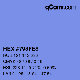 颜色代码: HEX #798FE8 | qconv.com
