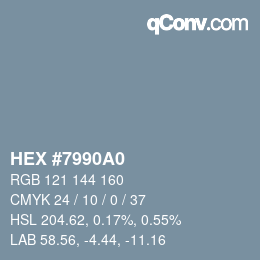 Farbcode: HEX #7990A0 | qconv.com