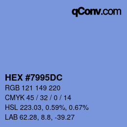 Farbcode: HEX #7995DC | qconv.com