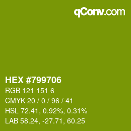 颜色代码: HEX #799706 | qconv.com