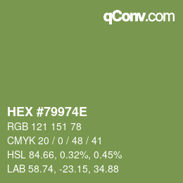 カラーコード: HEX #79974E | qconv.com