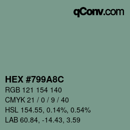 Color code: HEX #799A8C | qconv.com