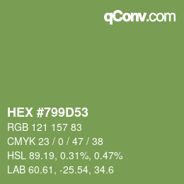 Color code: HEX #799D53 | qconv.com
