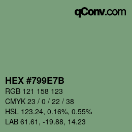 Color code: HEX #799E7B | qconv.com