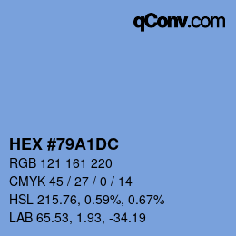 Color code: HEX #79A1DC | qconv.com