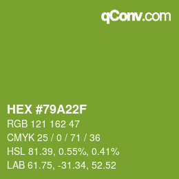 Color code: HEX #79A22F | qconv.com
