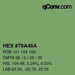 Color code: HEX #79A46A | qconv.com