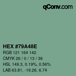 Farbcode: HEX #79A48E | qconv.com