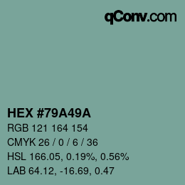 Farbcode: HEX #79A49A | qconv.com