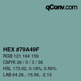 Color code: HEX #79A49F | qconv.com