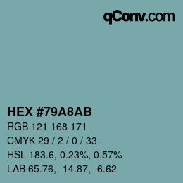 Color code: HEX #79A8AB | qconv.com