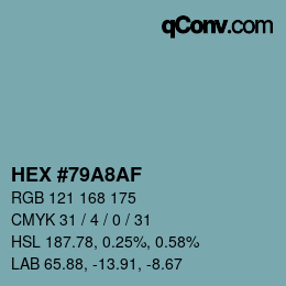 Color code: HEX #79A8AF | qconv.com