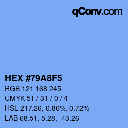 カラーコード: HEX #79A8F5 | qconv.com