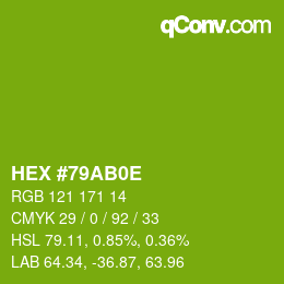 Color code: HEX #79AB0E | qconv.com